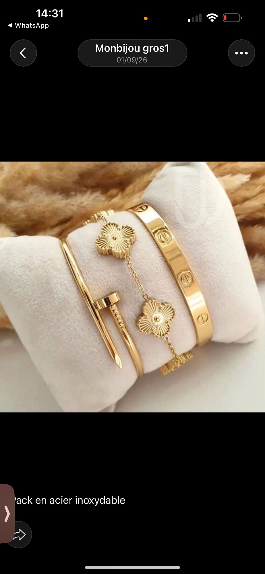 Gold stainless steel three bracelet pack