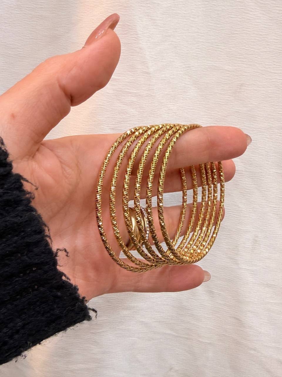 Chiselled Gold Bangle Bracelets