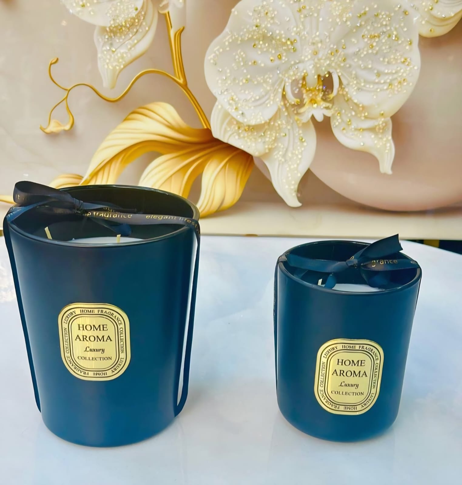 شمعة معطرة زرقاء داكنة، مقاسان