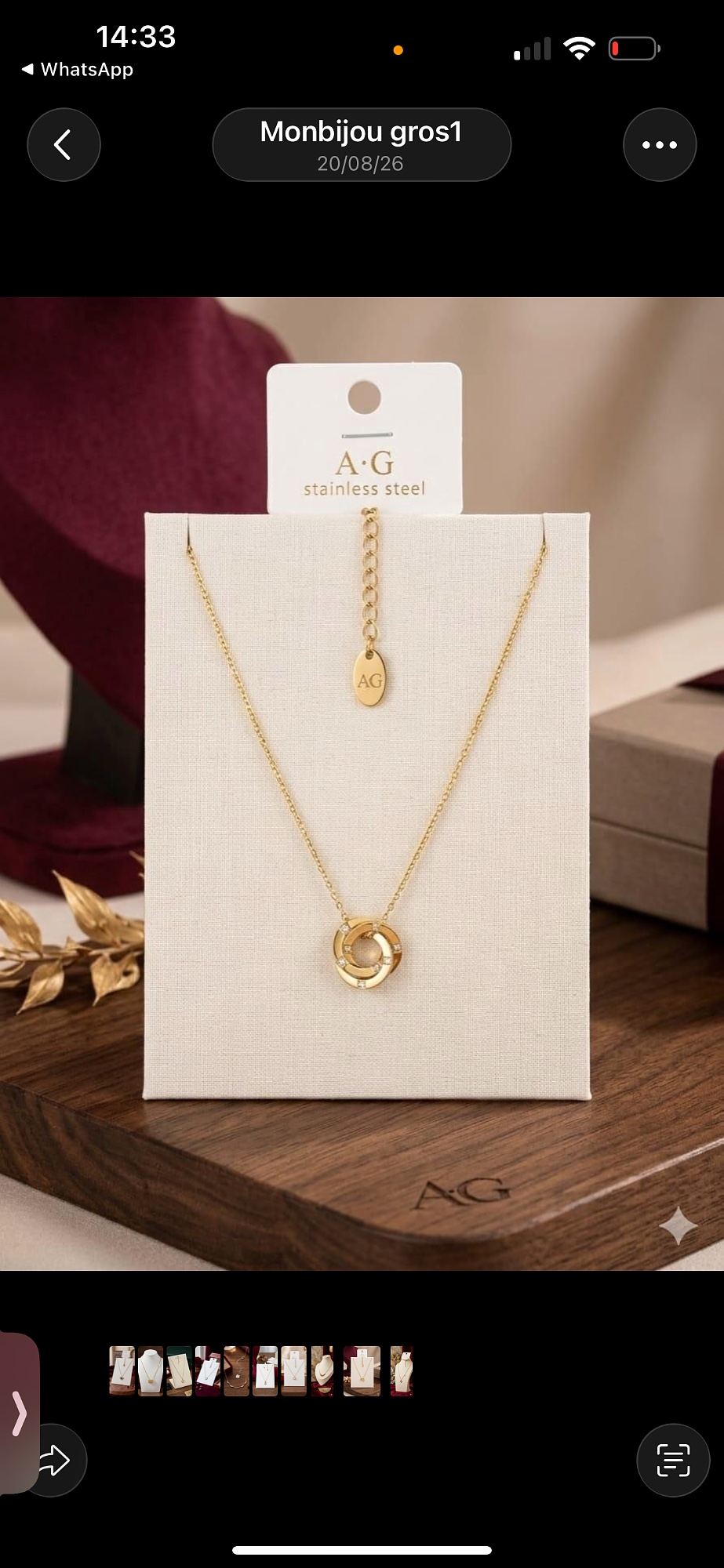 Gold stainless steel interlocking rings necklace