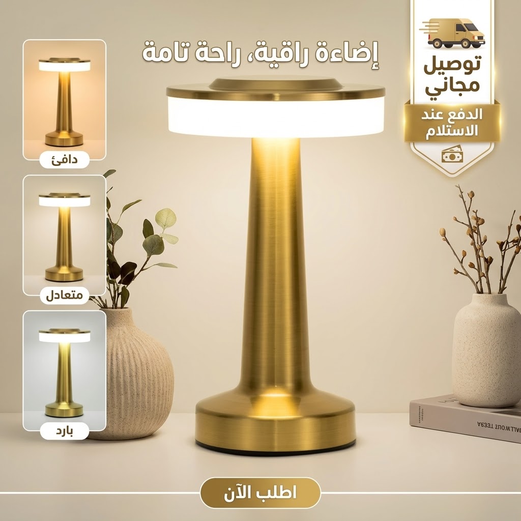 Cordless Rechargeable Gold LED Table Lamp