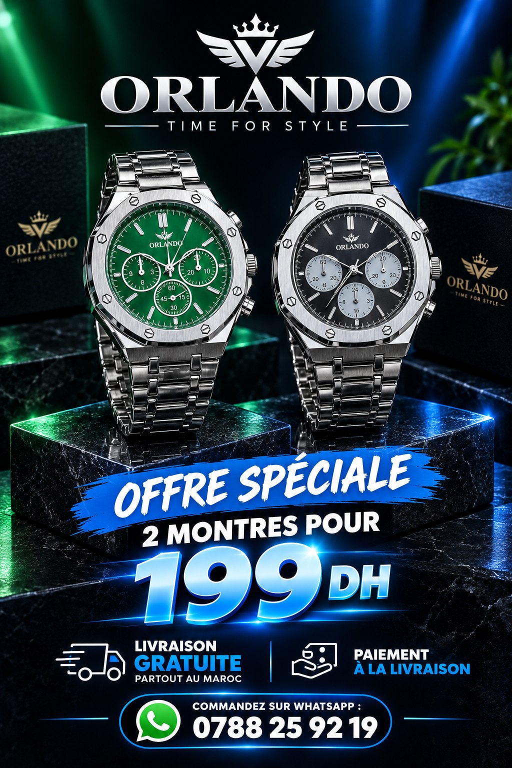 Lot de 2 Montres Orlando pour Homme