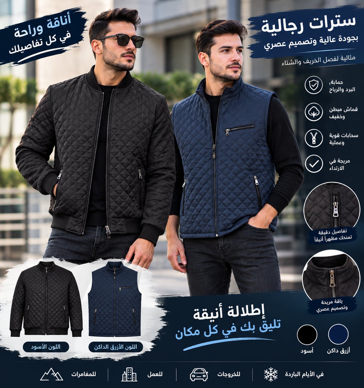 Veste matelassée zippée homme
