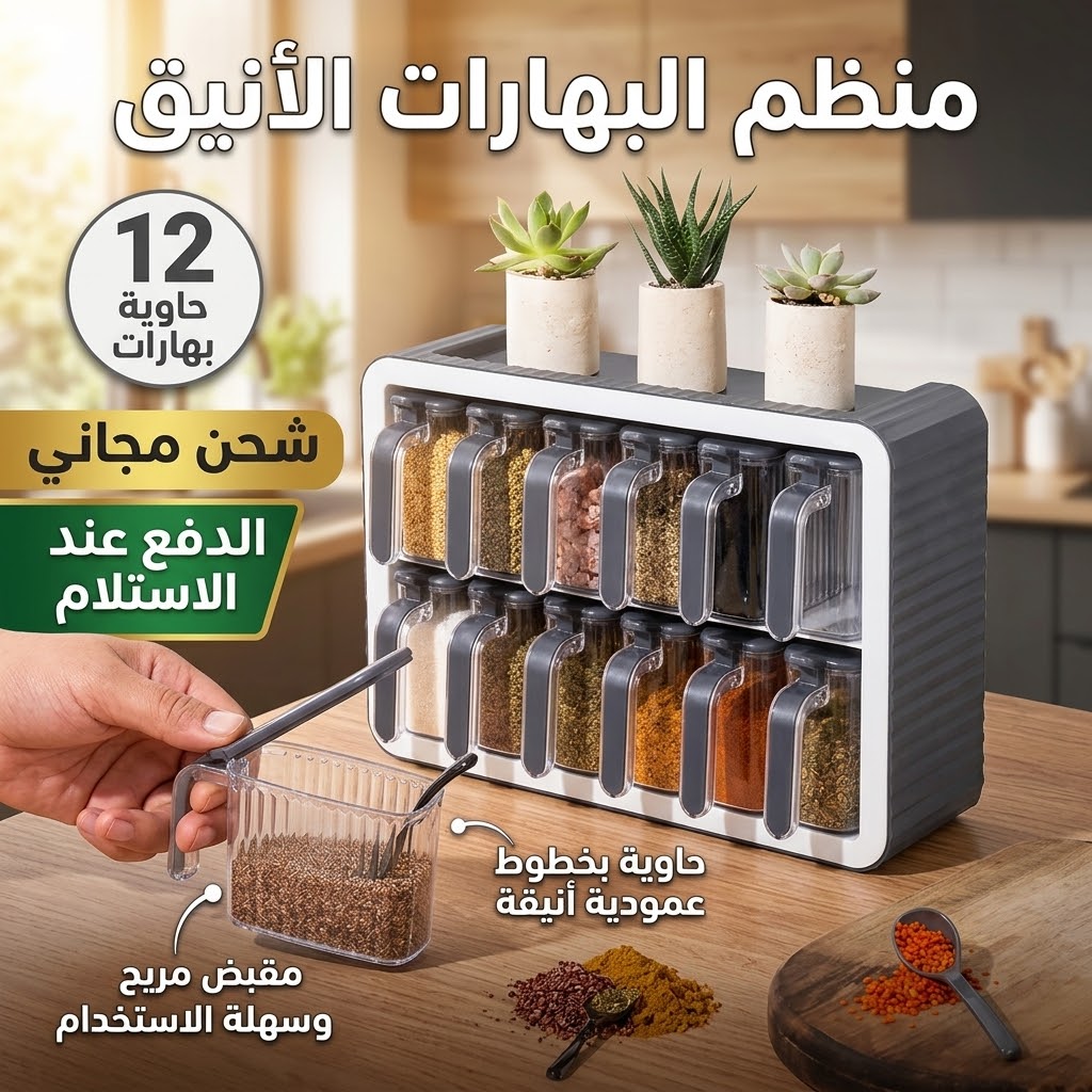 Organisateur de épices 12 pots avec couvercles