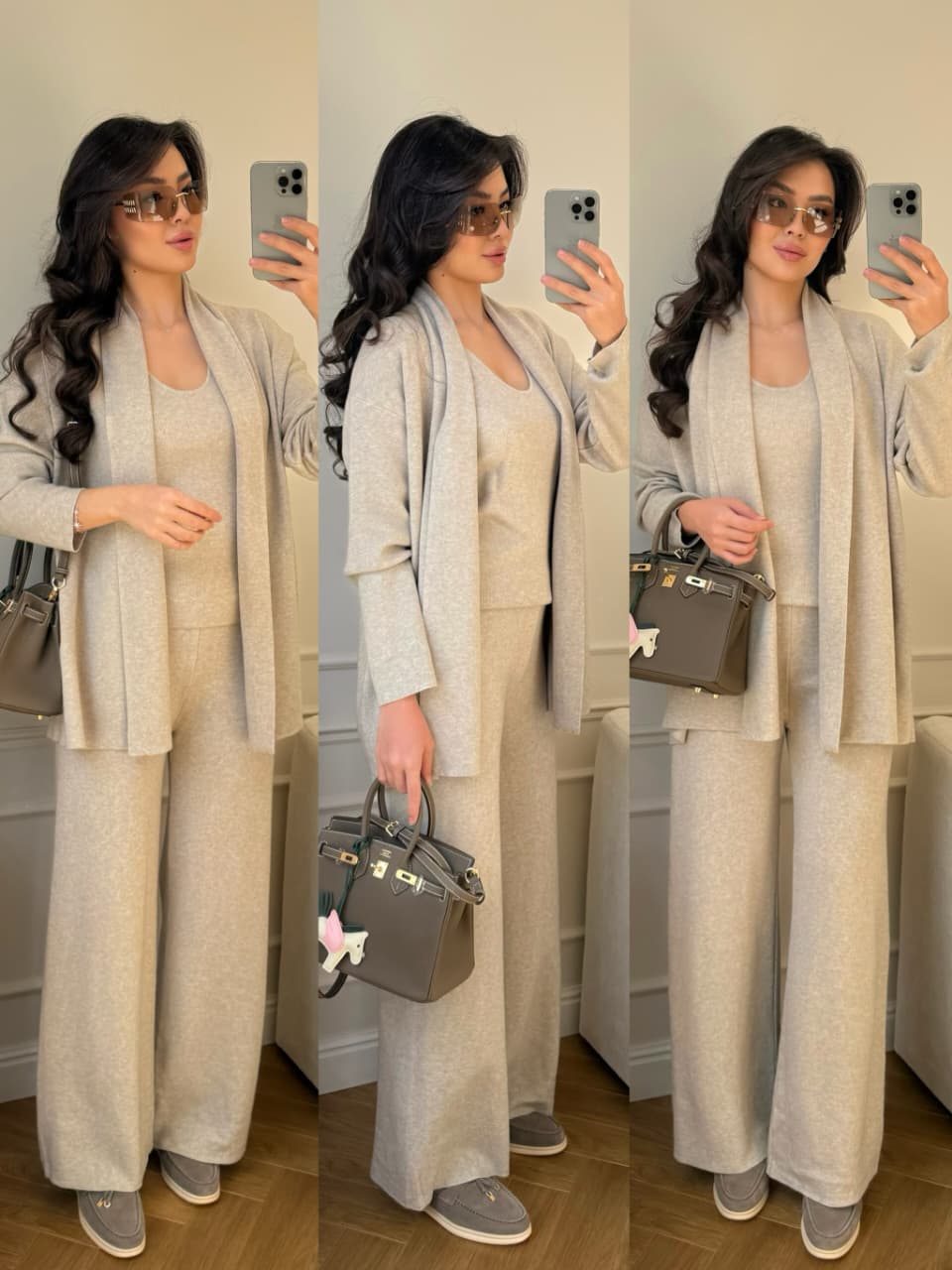 Knit cardigan and pants set