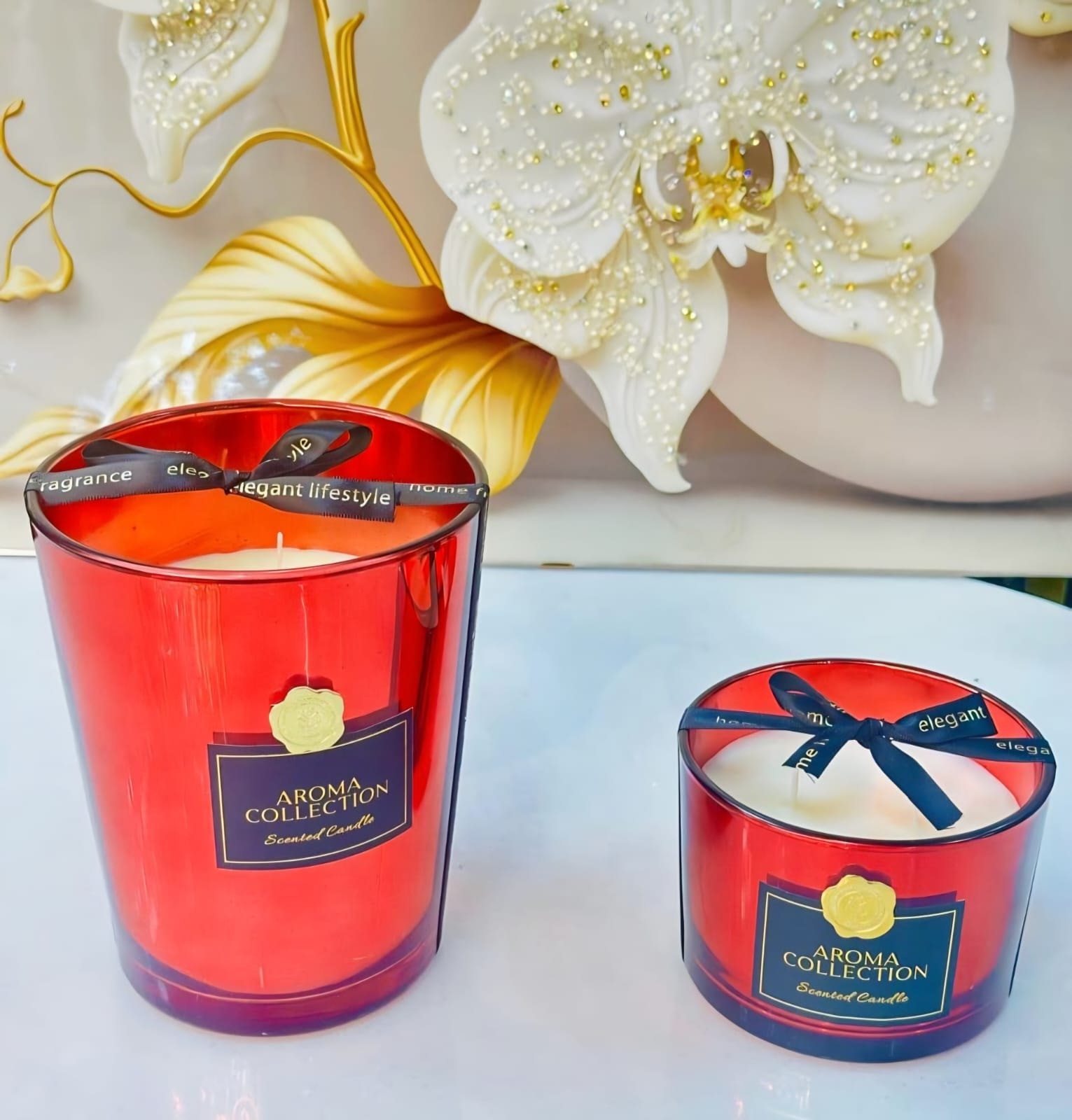 شمعة معطرة حمراء، مقاسان