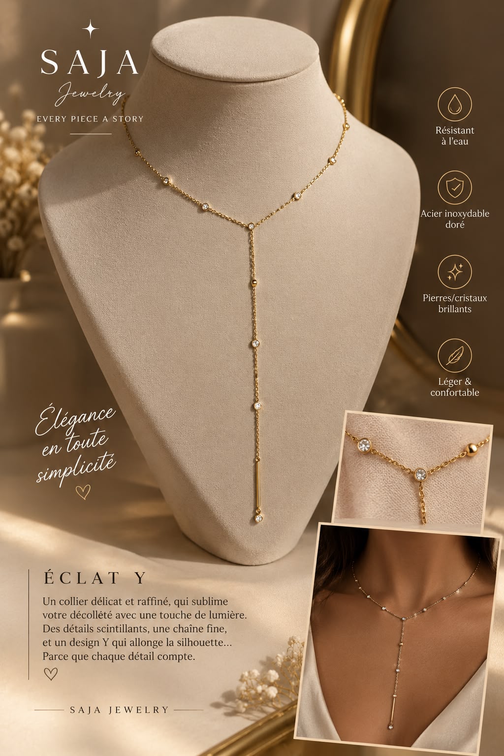 Collier "Y" en acier inoxydable pur