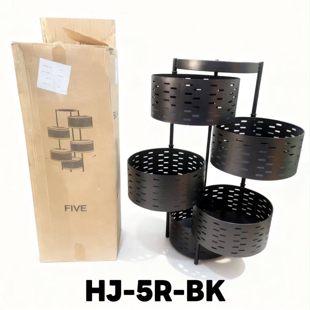 رف تخزين دوار متعدد المستويات أسود HJ-5R-BK